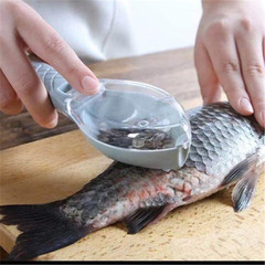 Foreign Trade Fish Scale Scraper Plastic Fish Scale Removing Gadget with Lid Household Kitchen Manual Fish Scale Removal Small Tool