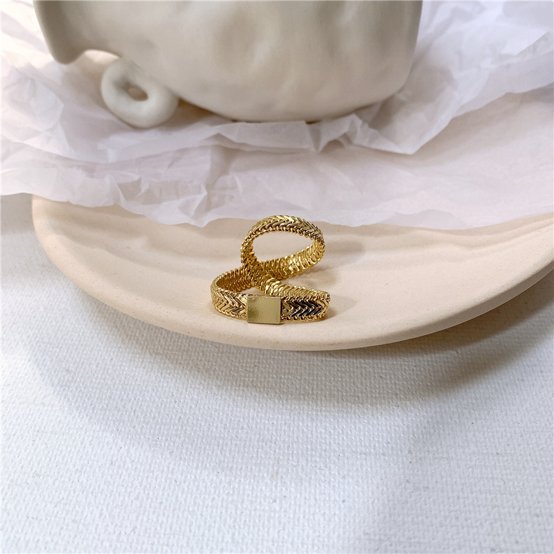 Anillo En Forma De Serpiente Minimalista De Girante Con Doble Cobre display picture 5