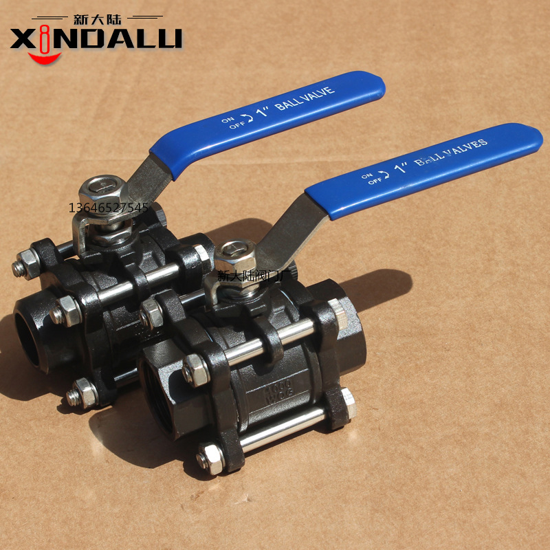 三片式重型碳钢螺纹球阀 ISO丝扣球阀 黑体三段式球阀