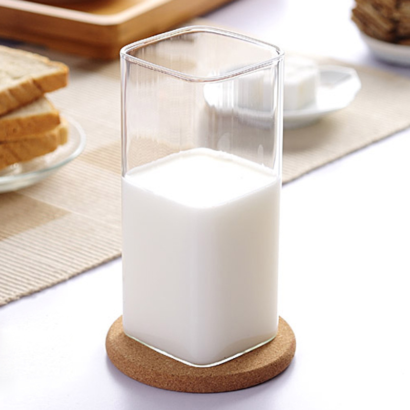 方形玻璃杯子单层耐冷热玻璃茶杯大中小号玻璃茶杯牛奶早餐杯