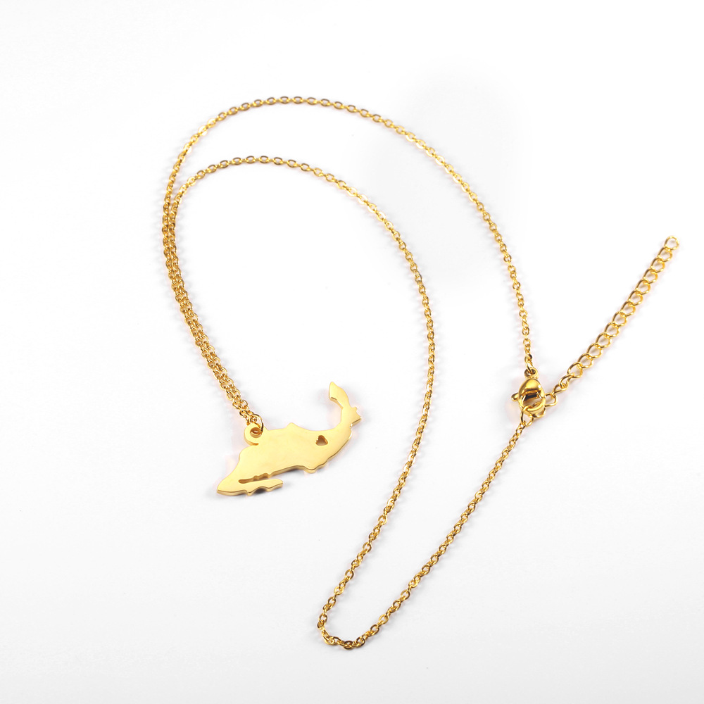 Map Pattern Women'S Gender Wholesale Jewelry Fashion Map 304 Stainless Steel 18K Gold Plated Plating Stainless Steel Necklaces
