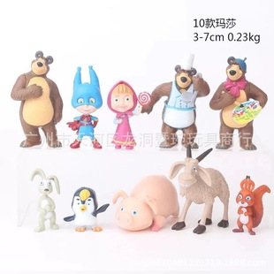 10 MashaBear Masha and the Bear Handmade Doll Masha and the Masha Big Brown Bear Model Doll Ornaments