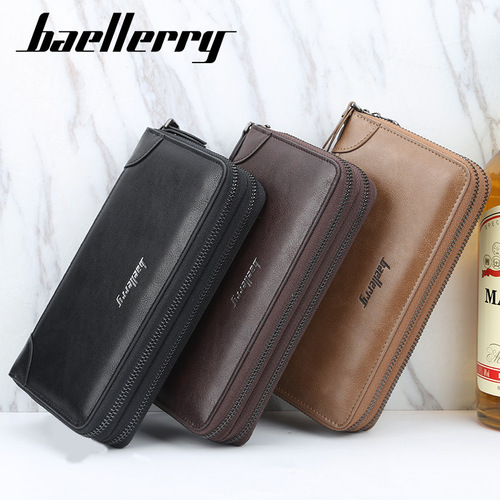 baellerry new men's wallet 2019 cross-border long clutch bag men's retro double zipper coin purse