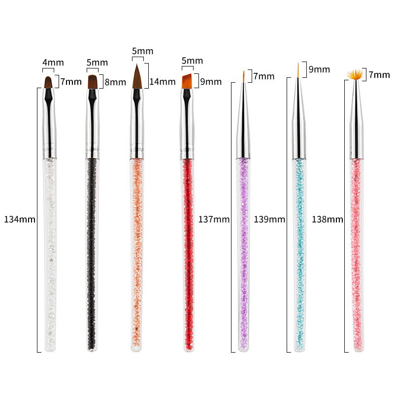 新款美甲水晶笔刷套装花卉扇形晕染笔美甲拉线雕花光疗笔美甲工具