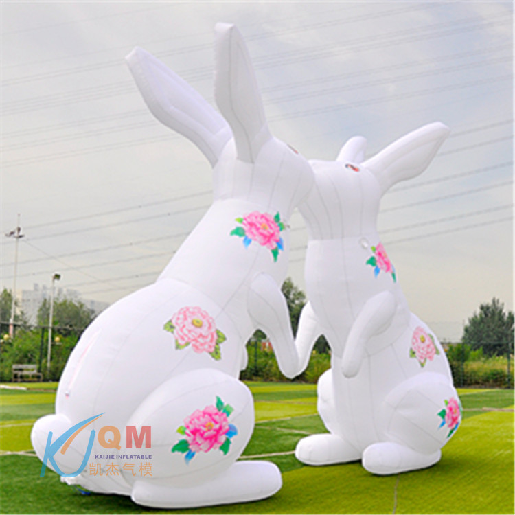 中秋节充气发光月兔月球气模 商场美陈卡通大型兔子气模 玉兔气模