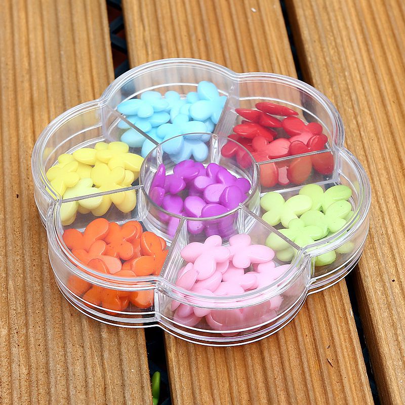 2023厂家生产 PS透明梅花7格固定塑料包装盒 水晶饰品收纳盒 批发