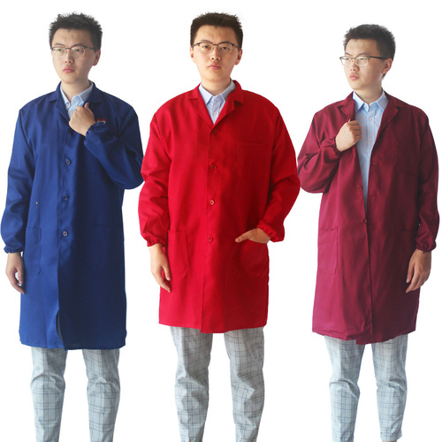 Wholesale factory work coats, long-sleeved protective workwear, work uniforms with extra size, large and long robes, warehouse uniforms, printed work clothes