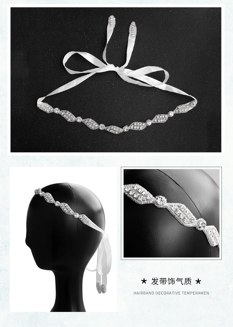 Welle Handgemachte Applikation Diamantbesetzte Kinder Kopfschmuck Braut Hochzeit Zubehör Wilde Stirn Stirnband display picture 3