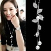 Fashionable necklace, chain, crystal, stone inlay, long pendant, sweater, European style, simple and elegant design