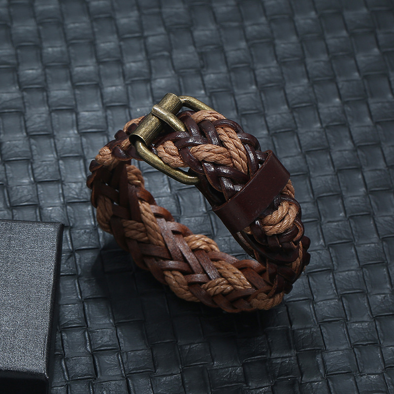 New vintage woven leather bracelet simple menu0027s jewelry leather bracelet