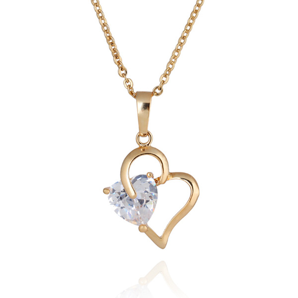 Brand copper necklace heart shaped with zircon