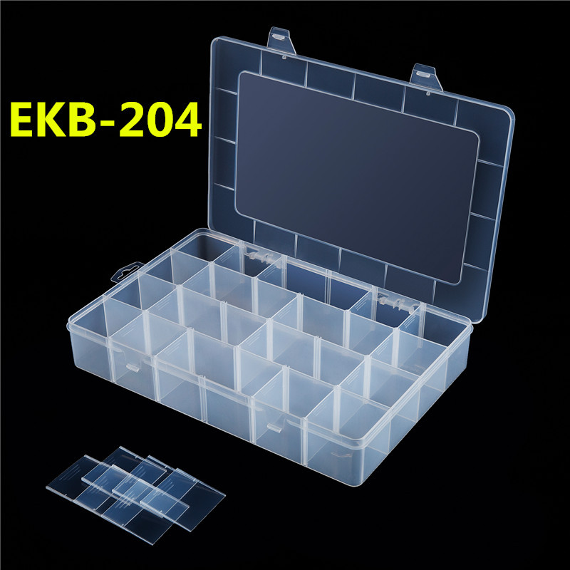 透明有蓋塑料盒EKB-204 大號24格可拆零件包裝盒飾品配件盒元件盒