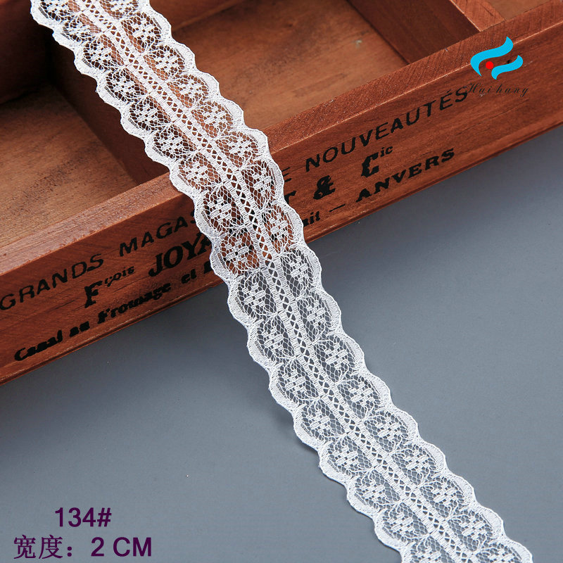 现货2公分无弹双边蕾丝花边 134#锦纶车边蕾丝花边 礼盒玩具蕾丝