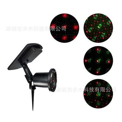 太阳能户外防水圣诞图案六合一满天星花园草坪照明装饰激光灯
