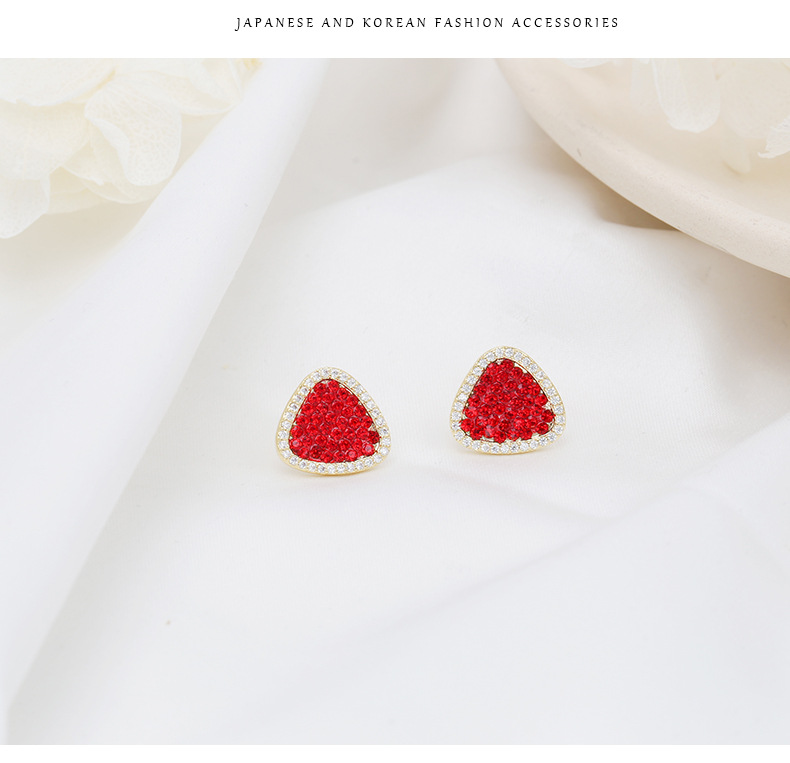 925 Tremella Needle Fashion Red Love Earrings Women display picture 4