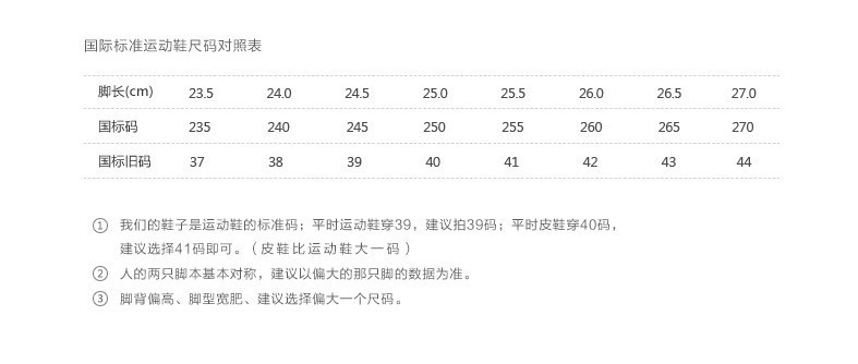 男鞋尺?表