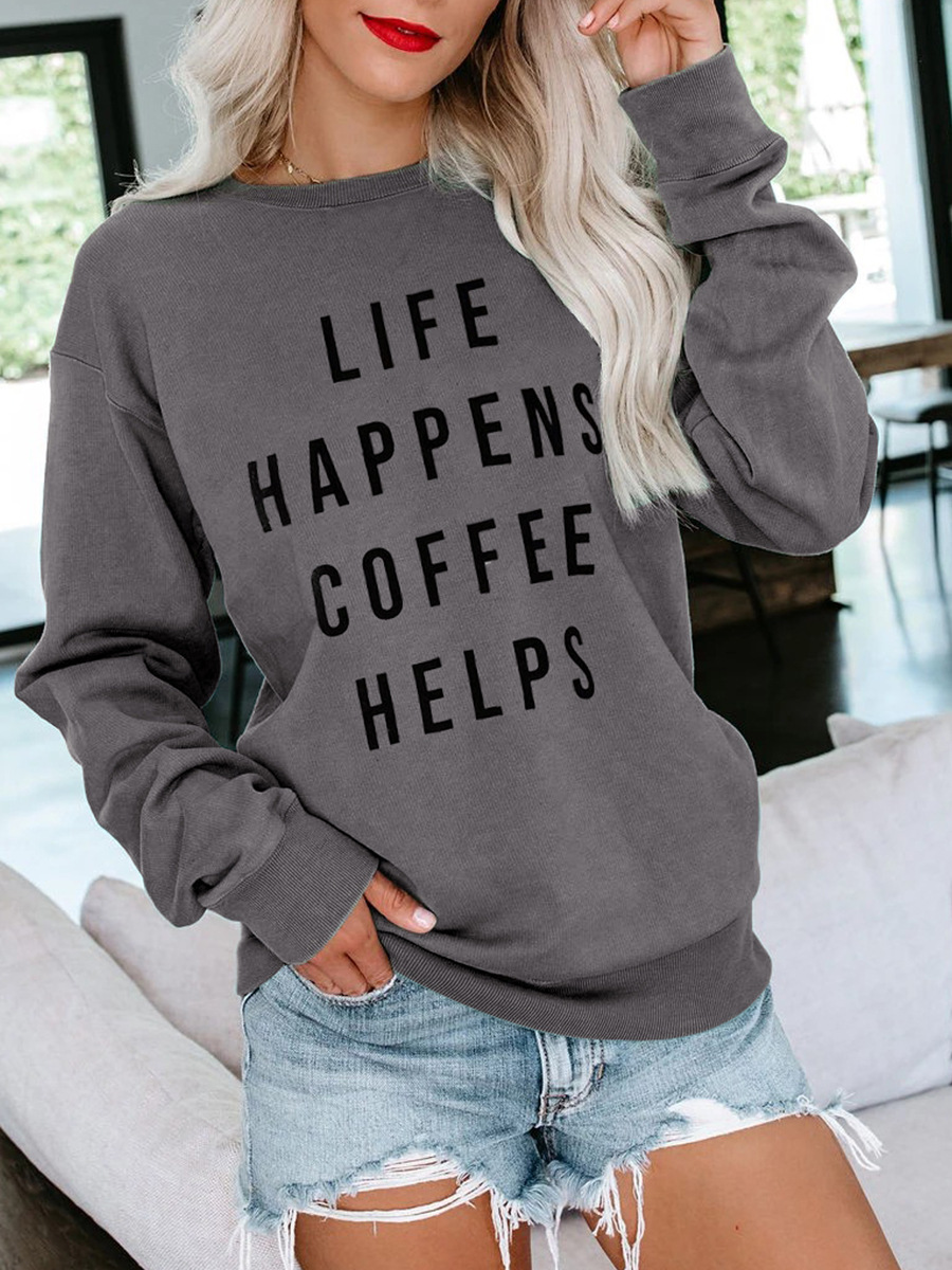 autumn and winter new tops women s round neck letter pullover sweatershirt NSAL2867