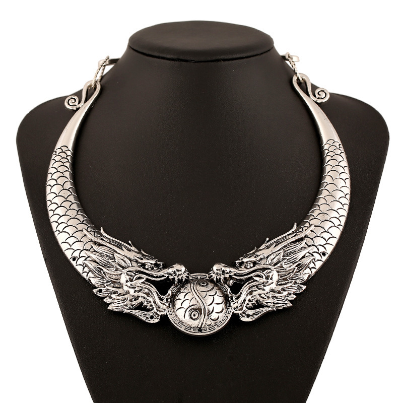 Peacock, Dragon Pattern Retro Ethnic Style Peacock Dragon Zinc Alloy Plating Women's Necklace