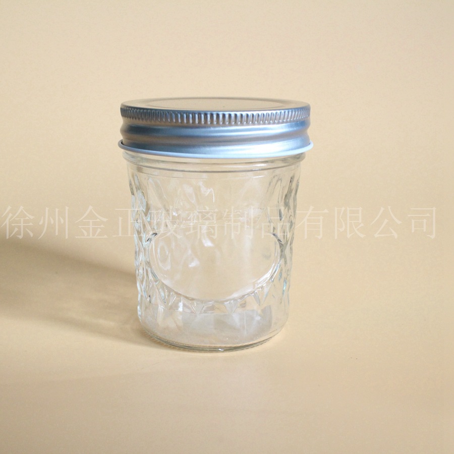 厂家直供 现货 250ml 梅森瓶 玻璃瓶 带盖果酱瓶 棱形钻石杯 定制
