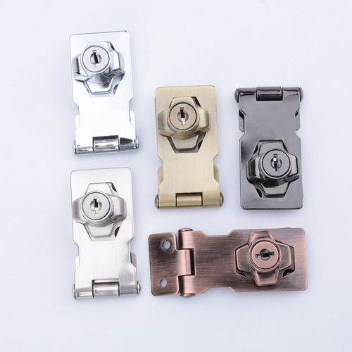 带锁锁牌免开孔抽屉柜子锁柜门锁 家用衣柜牌锁门锁扣搭扣柜锁