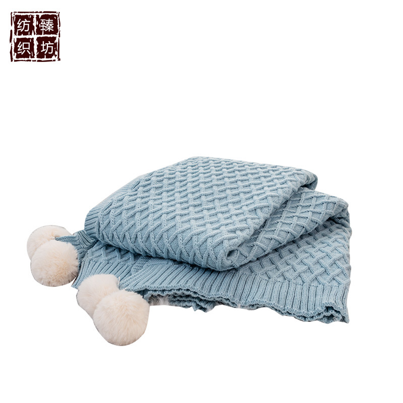 新款立体菱格球球毯北欧ins风办公室空调午休毯沙发盖毯休闲毯