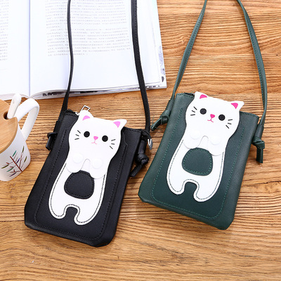 2019 new pattern lady One shoulder Mobile phone bag Autumn and winter Vertical section Cartoon Diagonal halter Mobile phone bag children The single shoulder bag