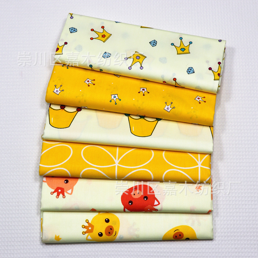 斜纹纯棉布料批发 卡通图案全棉四件套布料 纯棉服装面料手工diy