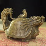 黄铜龙龟壶铜器摆件黄铜壶黄铜龙龟酒壶水壶黄铜工艺品铜器艺术品