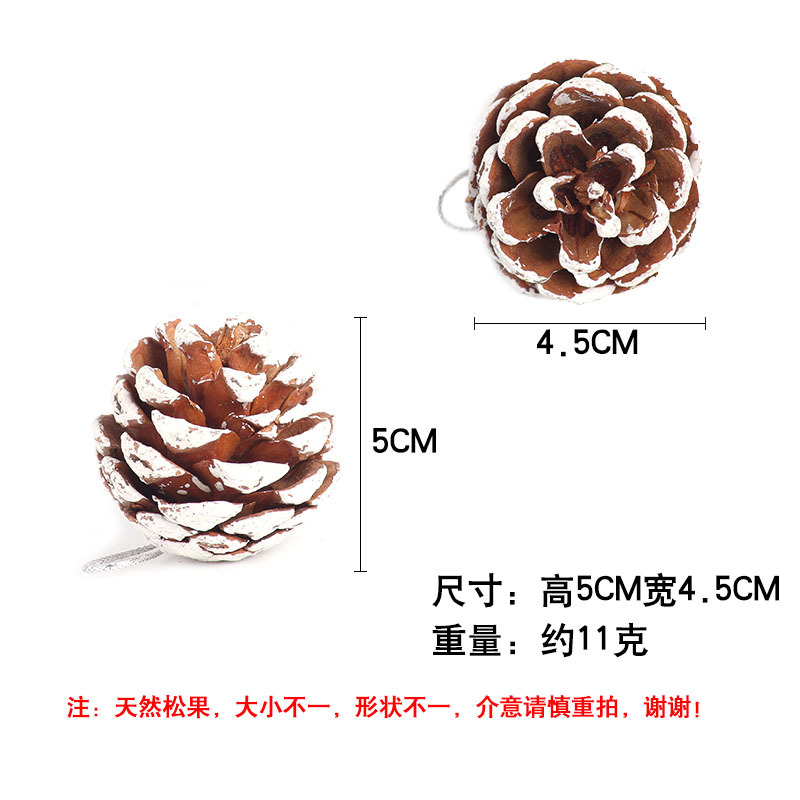 圣诞装饰白边天然真松果圣诞树挂件配饰圣诞节装饰品白边松果详情12