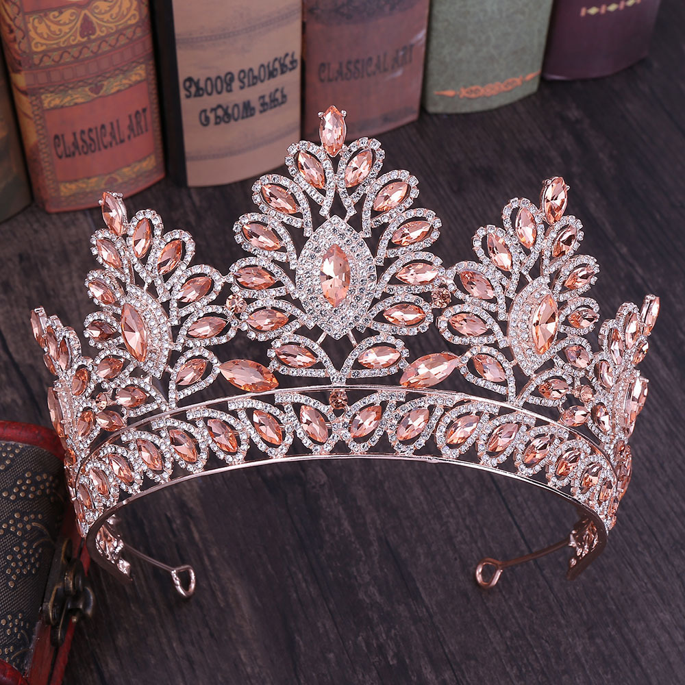 Fashion Oval Crown Alloy Hollow Out Inlay Rhinestones Crown 1 Piece display picture 1
