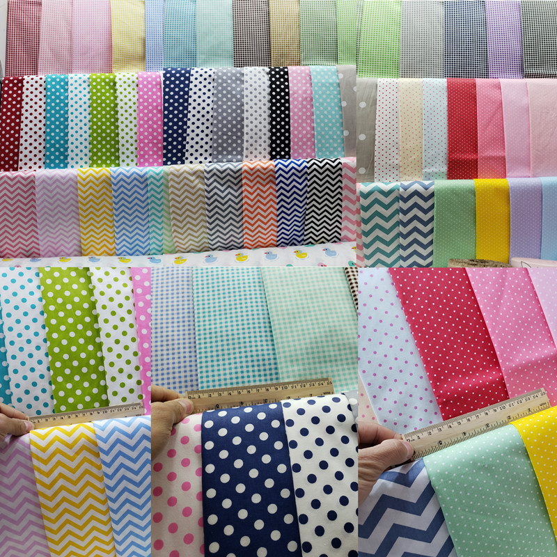 批发圆点纯棉布料0.5㎝小格子印花布水浪条纹面料 梭织布