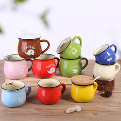 Creative breakfast cup, fashionable belly cup, ceramic cup, large and small Japanese mug, printed advertising cup gift