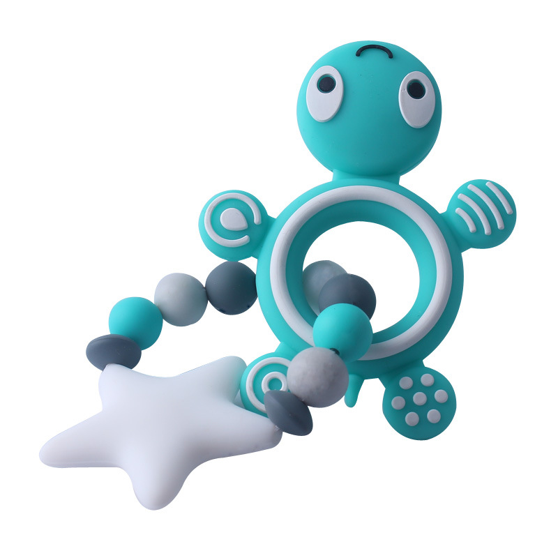 Nueva tortuga silicona mordedor bebé silicona Big Star molar juguete AliExpress Amazon mordedura pegamento