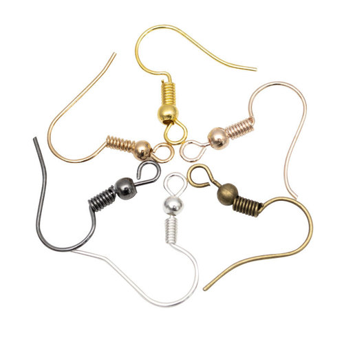 Silver plated ear hook accessories earrings ear jewelry handmade DIY accessories materials curved ear hooks with ball beads manufacturer wholesale