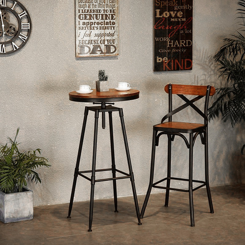 American-style ironwork industrial-style bar coffee shop round bar counter simple commercial double retro high-legged round bar table