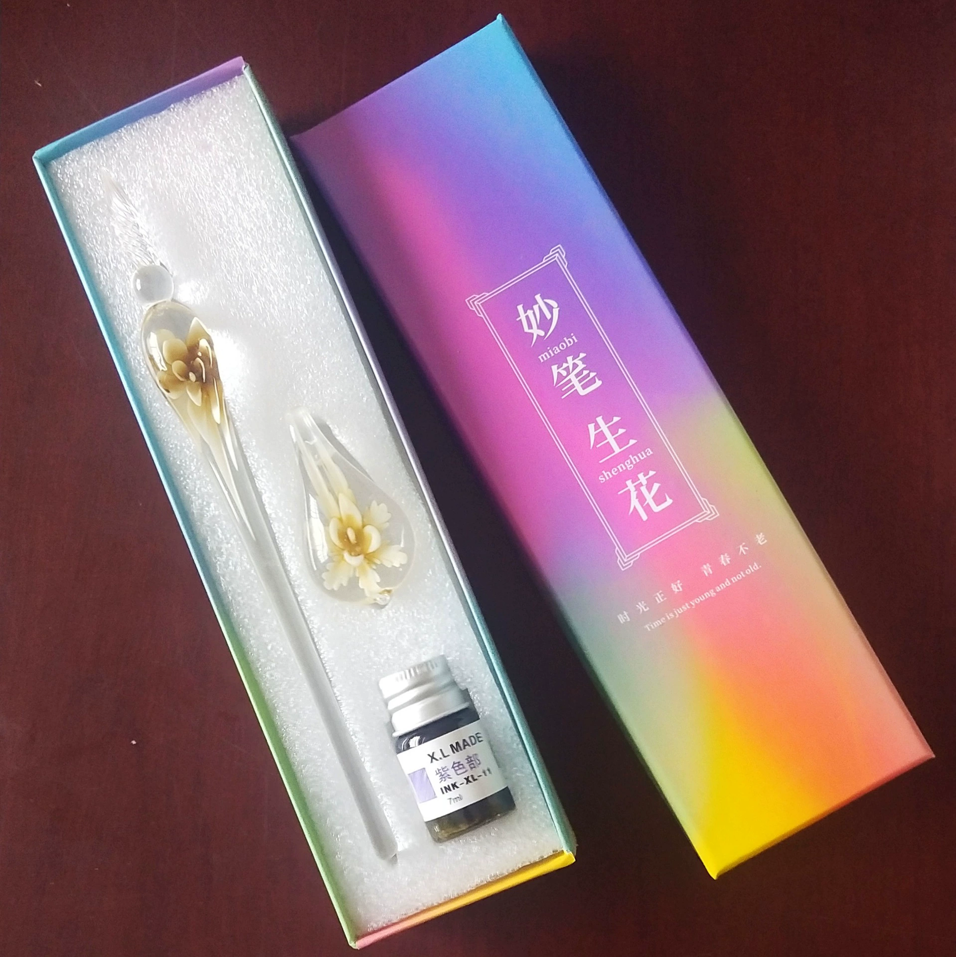 Glass set, gift box, rollerball pen, Birthday gift