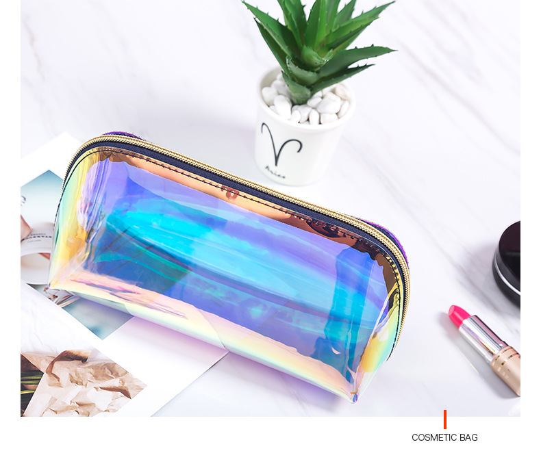 Thickening Colorful Laser Semi-circular Fog Light Cosmetic Bag Wholesale Nihaojewelry display picture 3