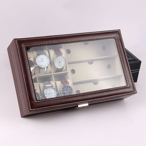 Manufacturer PU6 bit watch box storage box watch glasses display box wholesale