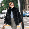 Europe and America 2020 Autumn and winter new pattern Fox leather and fur overcoat Stand collar Medium and long term leather and fur loose coat