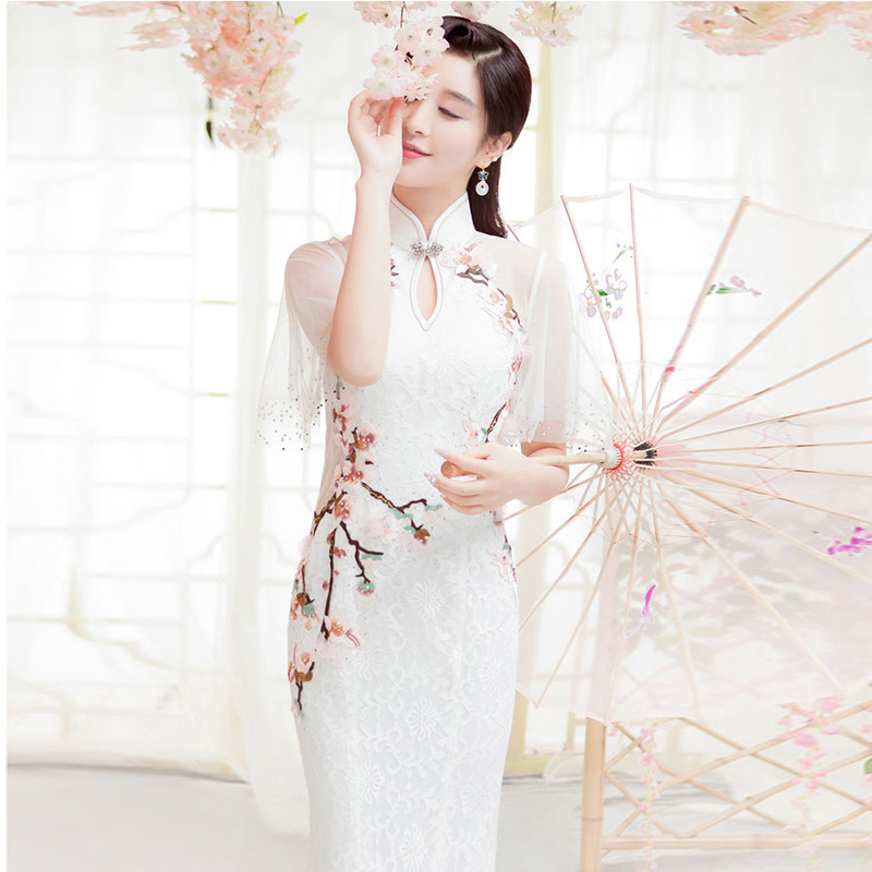 Evening Dresses cocktail party banquet dress vestido de banquete de cctel  Wedding dress cheongsam fishtail cheongsam
