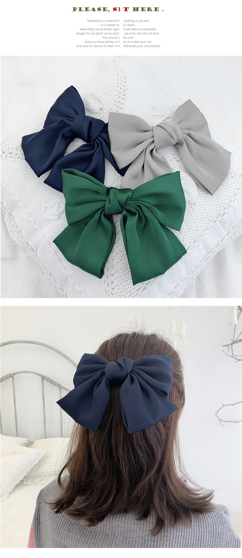 Gorgeous Satin Oversized Double Bow Hair Clip Korean Hair Accessories New display picture 5