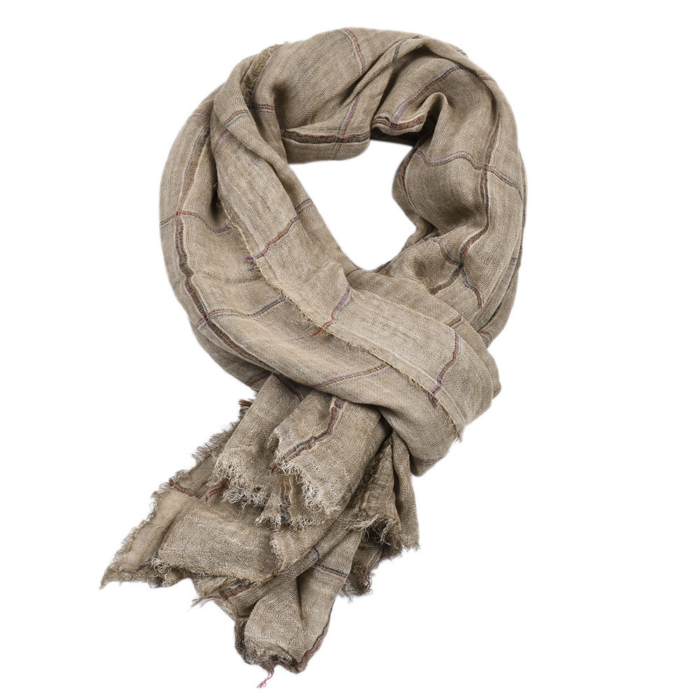Unisex Men's double dirty casual scarf Autumn winter plaid extended rayon warm yarn-dyed scarf_voghion.com