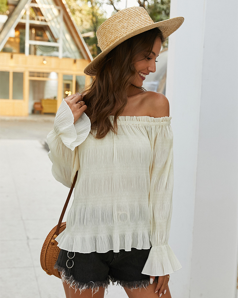 women s spring and summer new one-shoulder long-sleeved top T-shirt  NSKA1030