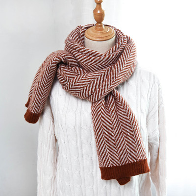 Herringbone wool scarf for women and men