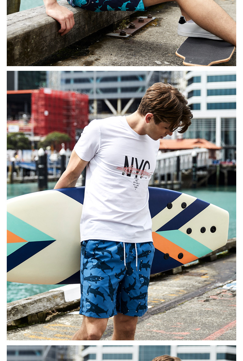 161g Weight Shorts Pants Length Polyester Fabric Type Mid Waist Waist Line Straight Pants, Shorts Pants Type Inelastic Elasticity Beach, Sports Occasion Regular Fit Fit Type Shark Pattern Summer Season Men's Gender Casual Style Men's Shark Casual Regular Fit Men's Bottoms 6