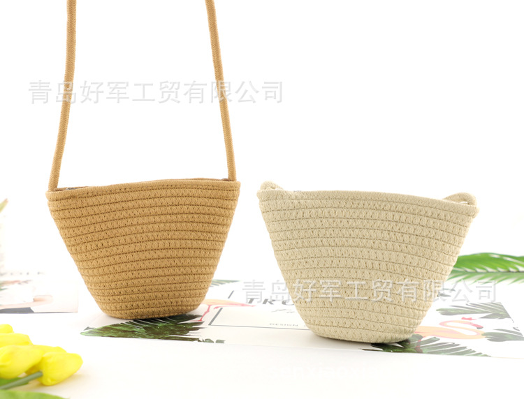 Factory Price New Dumpling Bag Crossbody Shell Cotton String Straw Bag Cotton Woven Beach Bag Mini Bag display picture 10