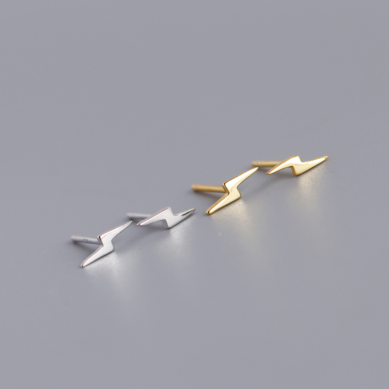 Simple Style Lightning Sterling Silver Plating Ear Studs 1 Pair display picture 2