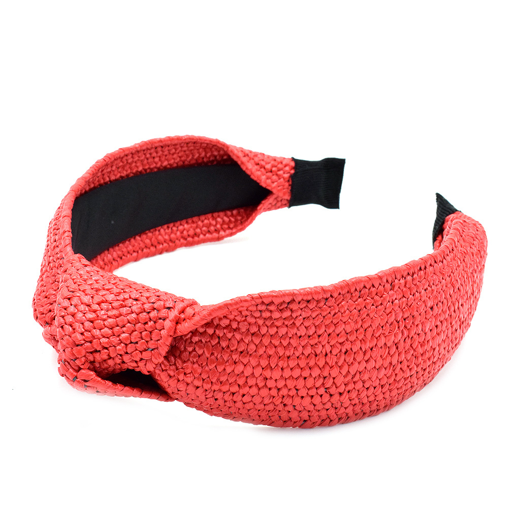 New Raffia Woven Fabric Wide-brimmed Headband Knotted Hair Accessories Wholesale display picture 9