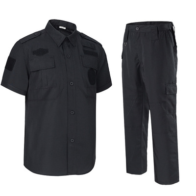 夏季保安工作服套装男薄款短袖黑色物业安保制服保安作训服批发