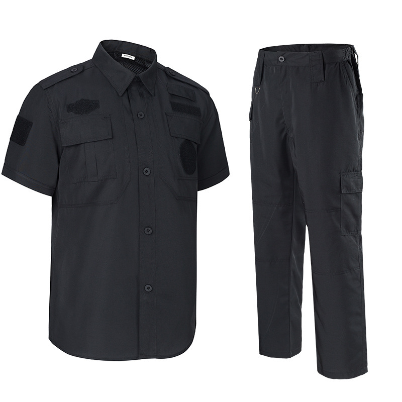 夏季保安工作服套装男薄款短袖黑色物业安保制服保安作训服批发